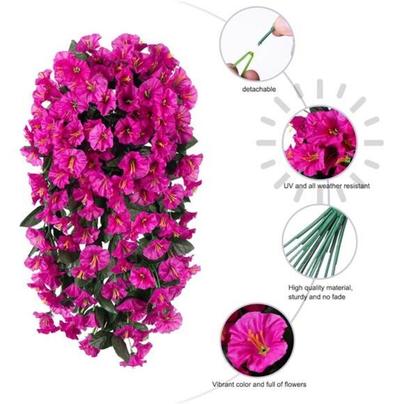 Artificial Faux Flowers Plants for Outdoor Outside Spring Summer Decoration, 2pc - Picture 4 of 7